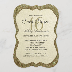 Chic Elegant Sparkly Faux Gold Glitter Invitation