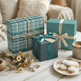 Chic Elegant Stripes Plaid Polka Dots Patterns Wrapping Paper Sheet
