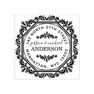 Chic Elegant Stylish Married Couple Return Address Rubber Stamp