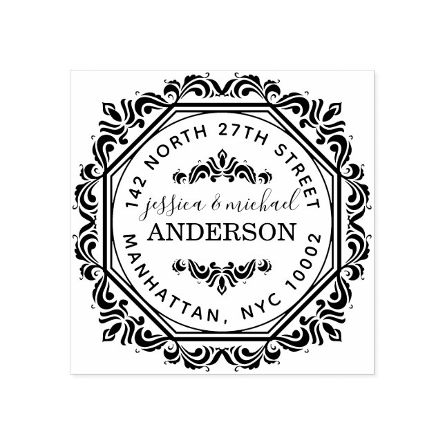 Chic Elegant Stylish Married Couple Return Address Rubber Stamp (Imprint)