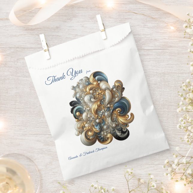 Chic Elegant Swirls in Gold, Silver, Blue, Yellow  Favour Bags (Clipped)