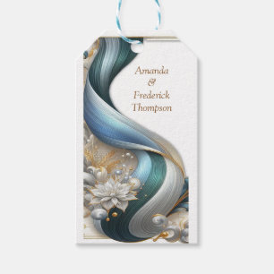 Chic Elegant Swirls in Gold, Silver, Blue, Yellow Gift Tags