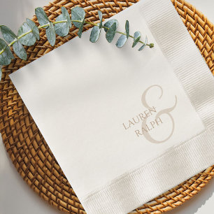 Chic & Elegant Taupe Script Wedding Napkin