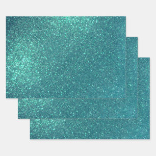 Chic Elegant Teal Blue Sparkly Glitter Wrapping Paper Sheet