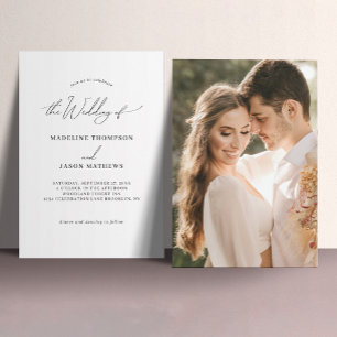 Chic Elegant The Wedding of Script Photo Wedding Invitation