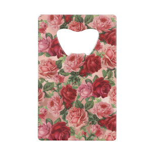 Chic Elegant Vintage Pink Red Roses Floral