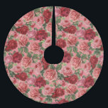 Chic Elegant Vintage Pink Red Roses Floral Brushed Polyester Tree Skirt<br><div class="desc">Chic,  Elegant,  Vintage,  Pink,  Pale violet red,  roses floral tree skirt.  
Romantic,  girly design an elegant vintage floral pink,  pale violet red roses with green leaves pattern on faux rose gold background. If you need matching item please contact to me. #3346</div>