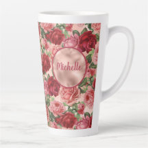 Chic Elegant Vintage Pink Red Roses Floral Name