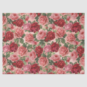 Chic Elegant Vintage Pink Red Roses Floral Tissue Paper