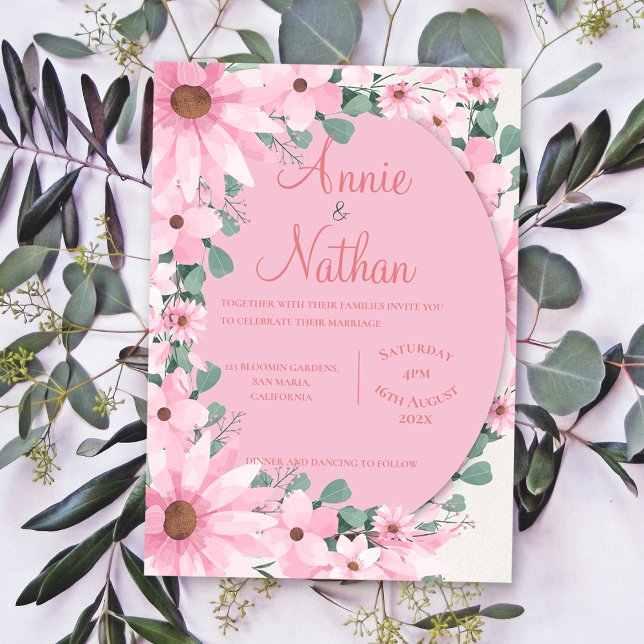 Chic Elegant Watercolor Blush Pink Floral Wedding Invitation (Chic Elegant Watercolor Blush Pink Floral Wedding Invitation)