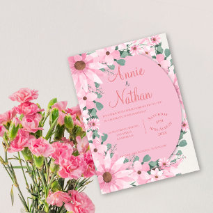 Chic Elegant Watercolor Blush Pink Floral Wedding Invitation
