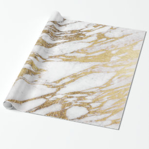 Chic Elegant White and Gold Marble Pattern Wrapping Paper