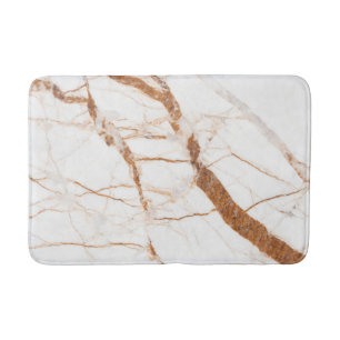 Chic Elegant White and Rose Gold Marble Pattern Bath Mat