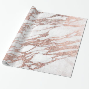 Chic Elegant White and Rose Gold Marble Pattern Wrapping Paper