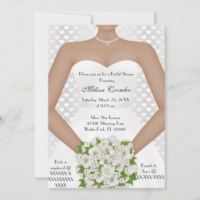 Chic Elegant White Modern Day Bridal Shower Invite (Front)