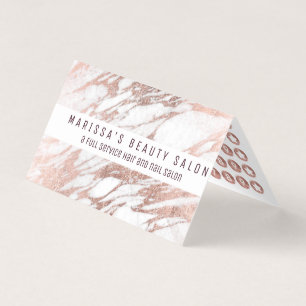 Chic Elegant White Rose Gold Marble Loyalty Business Card