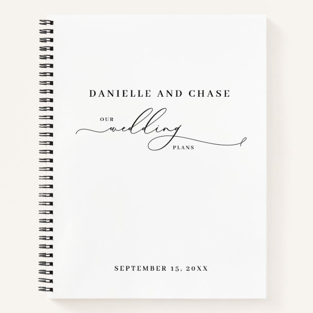 Chic Elegant White Wedding Plans  Notebook (Front)