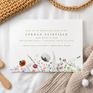 Chic Elegant Wildflower Garden Baby Girl Shower Invitation