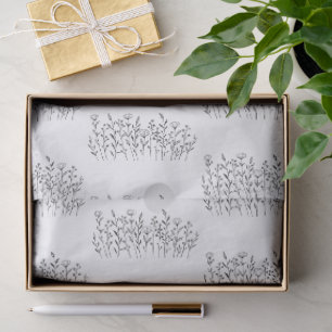 Chic Elegant Wildflower Line Art Minimalist  Tissue Paper