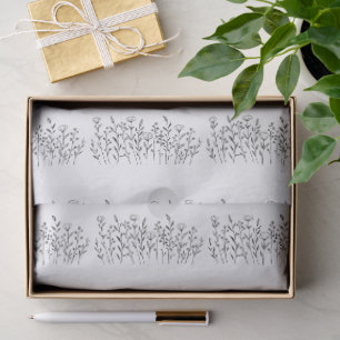 Chic Elegant Wildflower Line Art Minimalist Tissue Paper