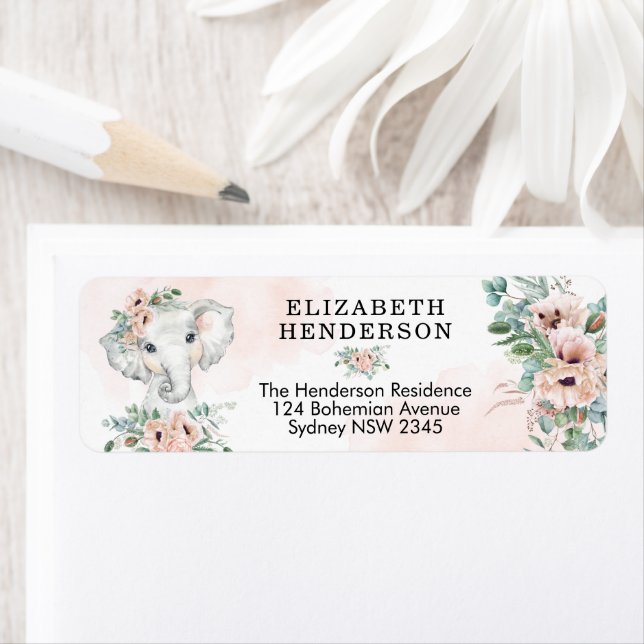 Chic Elephant Baby Girl Blush Floral Greenery (Insitu)