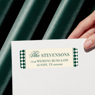 Chic Emerald Checkered Old Money Return Address