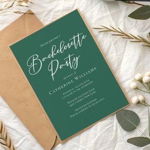 Chic Emerald Green Bachelorette Party Invitation