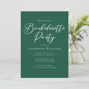 Chic Emerald Green Bachelorette Party Invitation