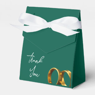 Chic Emerald Green Gold Rings Wedding Favour Box