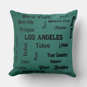 chic emerald green mega cities of the world cushion