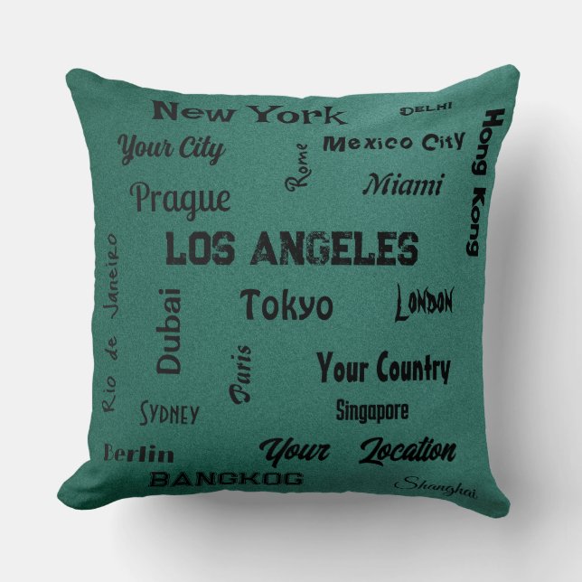 chic emerald green mega cities of the world  cushion (Front)