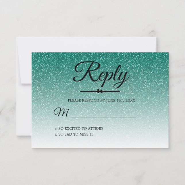 Chic Emerald Green Ombre Sweet 16 RSVP Invitation (Front)
