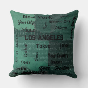 chic emerald green rustic mega city of the world cushion