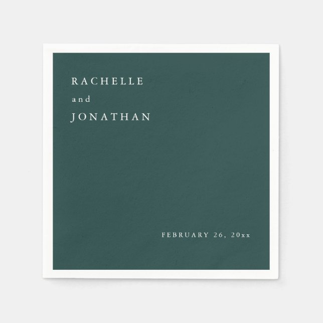 Chic Emerald Green White Simple Wedding Napkins (Front)