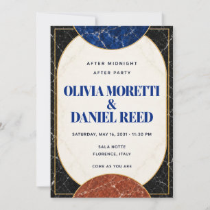 Chic Emerald Ivory Marble Wedding After Party Invi Invitation