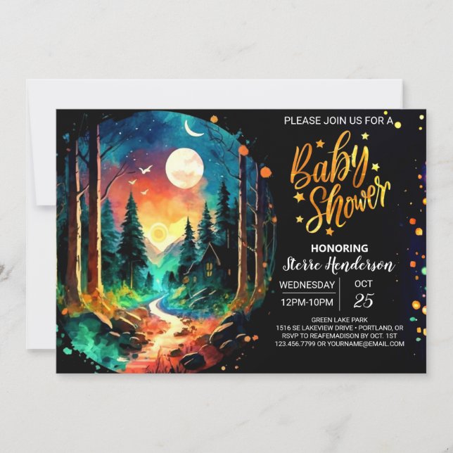 Chic Enchanted Forest Baby Shower Invitation (Front)