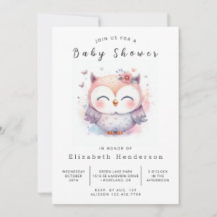 Chic Enchanted Owl Baby Shower Invitation