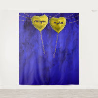 Chic Engaged Heart Wedding Photo Backdrop Blue