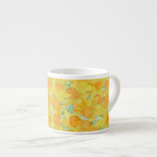 Chic Espresso Coffee Mug, Golden Yellow Daffodils Cup