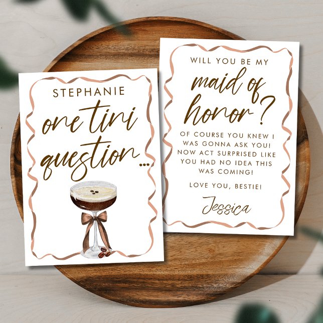 Chic Espresso Martini Maid of Honour Proposal Card (Creator Uploaded)