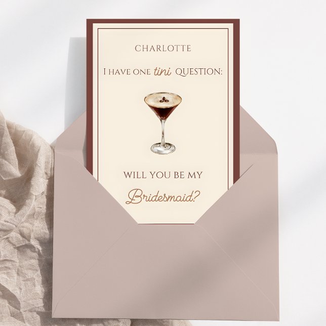 Chic Espresso Martini Themed Bridesmaid Proposal  Card (Creator Uploaded)