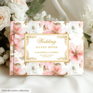 Chic ethereal blush watercolor wedding guest book