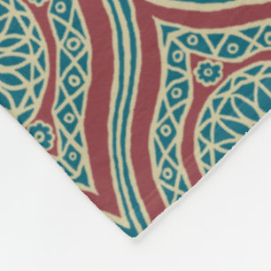 Chic Ethnic Ogee Pattern in Maroon, Teal and Beige Fleece Blanket