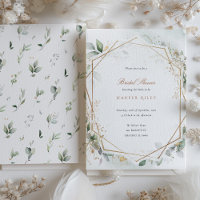 Chic Eucalyptus Faux Gold Glitter Bridal Shower
