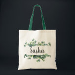 Chic Eucalyptus Foliage Frame Personalised Tote Bag<br><div class="desc">Chic watercolor silver dollar eucalyptus leaf frame personalised tote bag. Personalise text font style,  colour,  and size.</div>