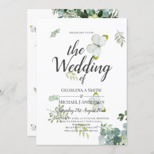 Chic Eucalyptus Greenery Leaves Emerald Wedding Invitation