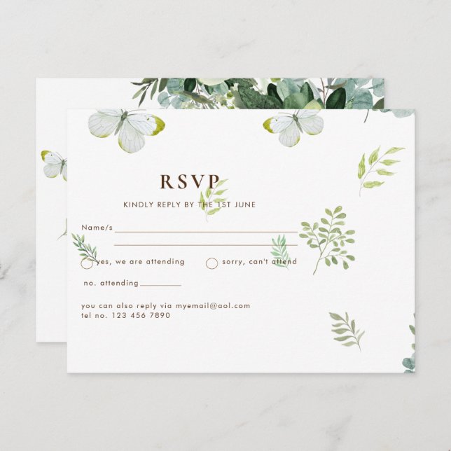 Chic Eucalyptus Greenery Leaves Emerald Wedding Postcard (Front/Back)