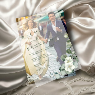 Chic Eucalyptus Greenery Leaves Minimalist Wedding Vellum Invitations