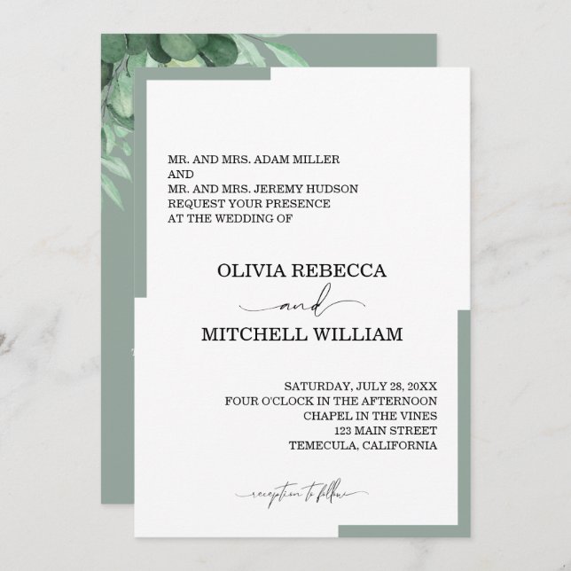 Chic Eucalyptus Greenery Wedding (Front/Back)