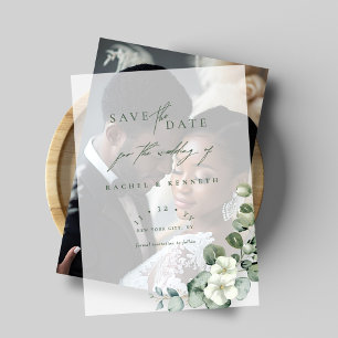 Chic Eucalyptus Greenery Wedding Save the Date Vellum Invitations